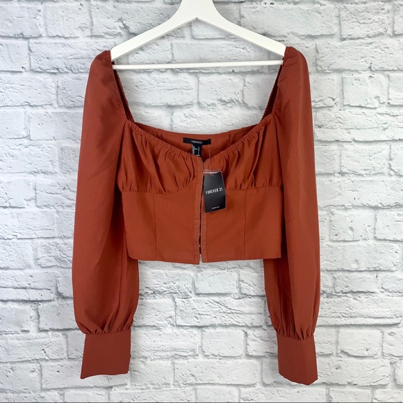 Forever 21 Tops - Forever 21 Square Neck Long Sleeve Bustier Blouse